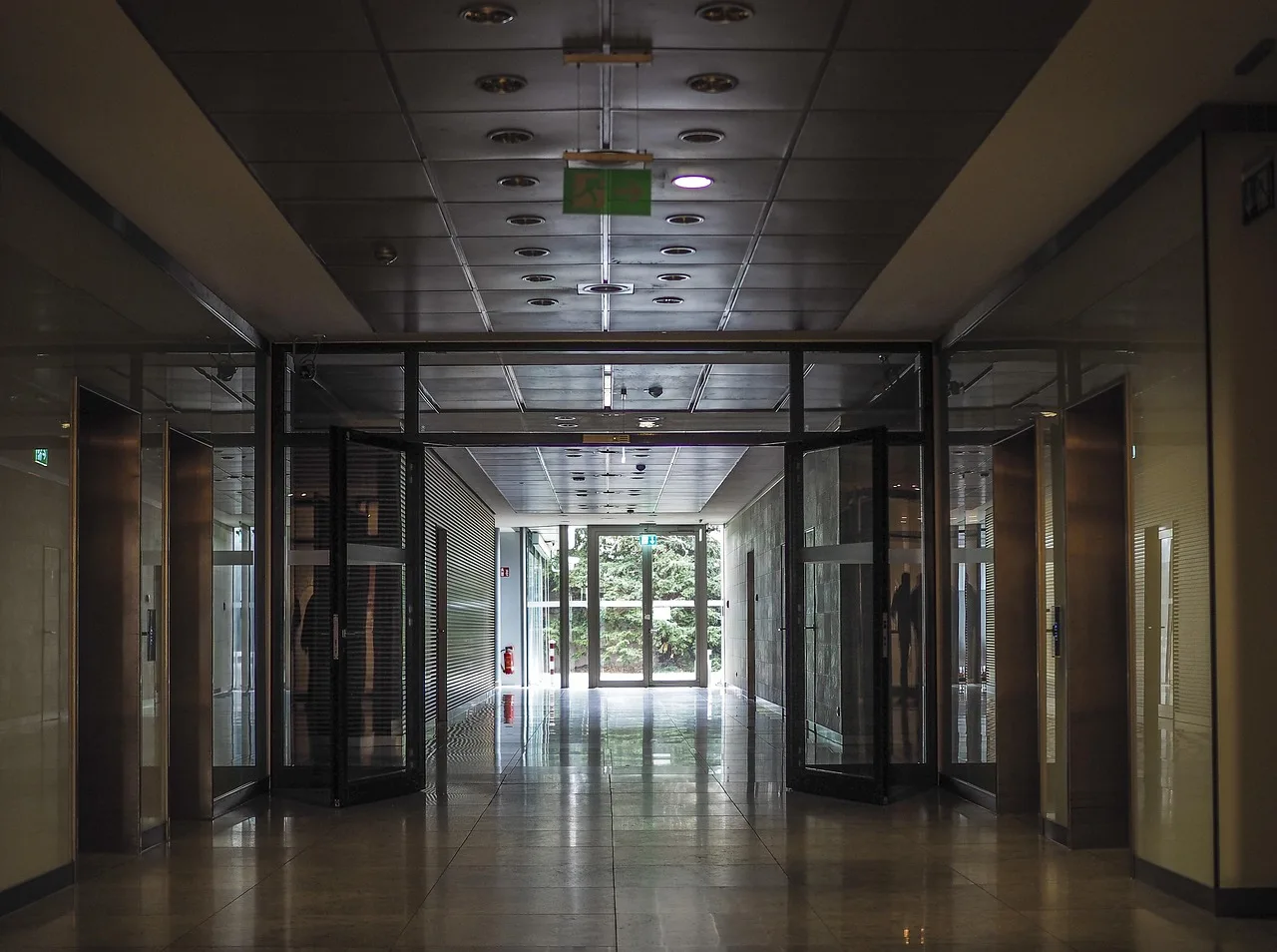 architecture, corridor, hallway, perspective, building, light, office, doors, sliding doors, office building, window, glass, modern, property, inner space, sliding doors, sliding doors, sliding doors, sliding doors, sliding doors